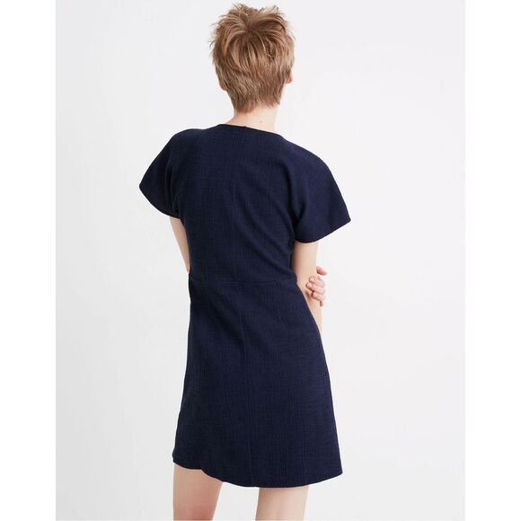 Madewell Cross-Front Flutter-Sleeve Mini Dress in Dark Nightfall Sz  M - Picture 4 of 11